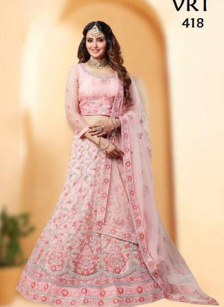 Peach Colour VRT WARM Designer Heavy Latest Wedding Wear Fancy Work Net Lehenga Choli Collection 418